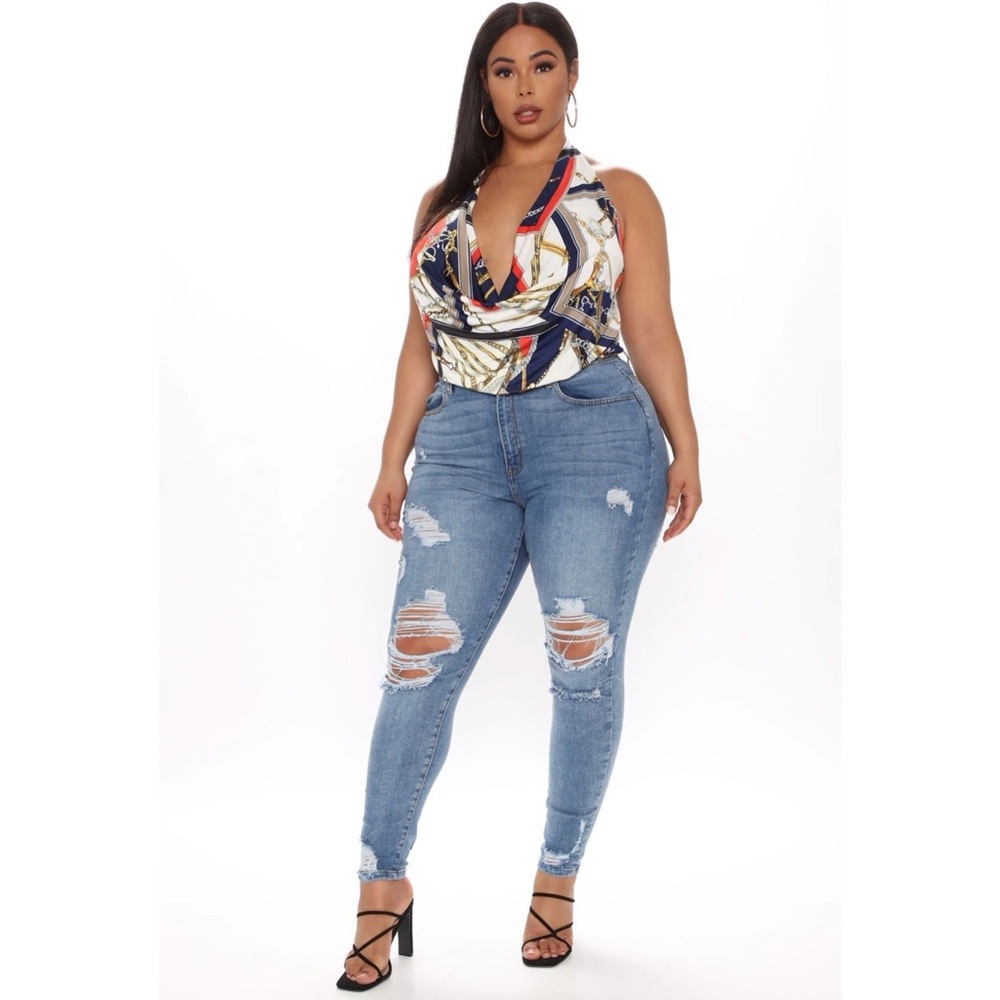 Go Get Him Distressed Skinny Jeans - Medium Blue Wash (NWT)